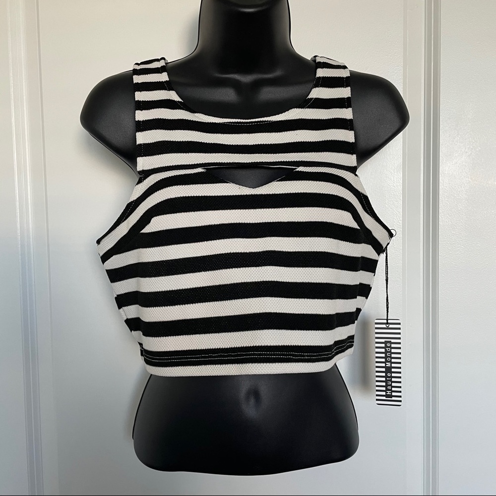 NWT Black & White Striped Crop Top